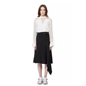 Once Was Draped Black Midi Skirt
